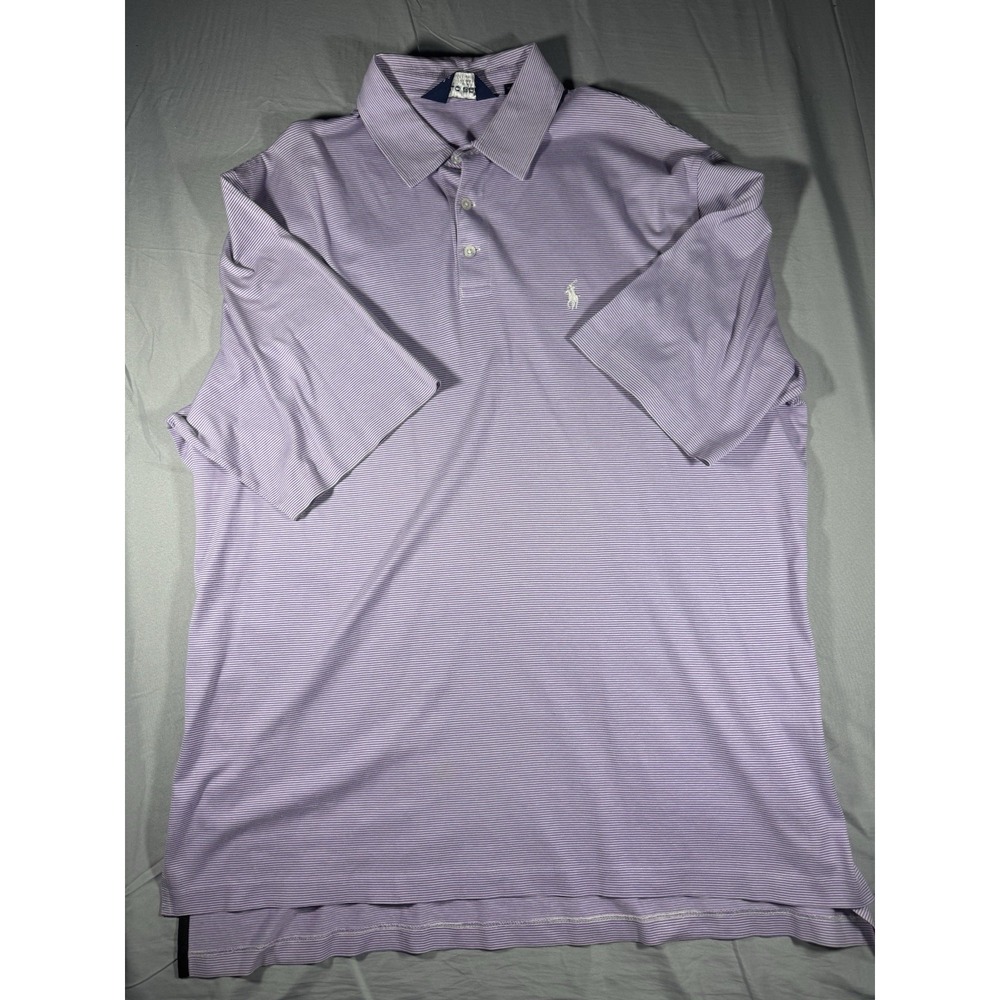 Ralph Lauren Polo Golf Purple Striped Short Sleeve Golf Polo Size Large